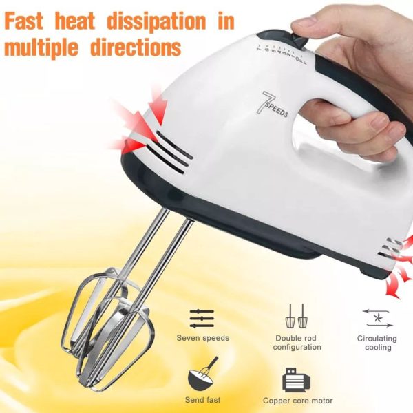 خلاط متعدد الوظائف صغير 7 سرعات خلاط طعام كهربائي يده Frother مضرب بيض التلقائي كريم الغذاء كعكة الخبز العجين مزيج - Image 4