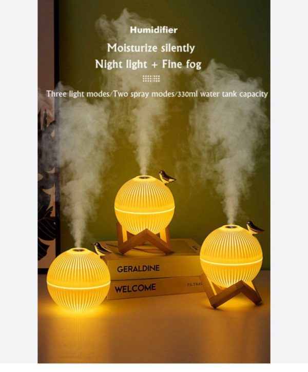 ضوء ليلي مرطب على شكل قمر USB LED، مصباح معطر هواء محمول - Image 3