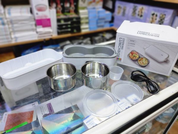 جهاز بخار صغير لطباخ الأرز، 220 فولت 300 واط كهربائي محمول لتدفئة الطعام للمنزل والمكتب، صندوق غداء للتسخين من درجة الطعام مع حاويات من الفولاذ المقاوم للصدأ، حاويتان - Image 4