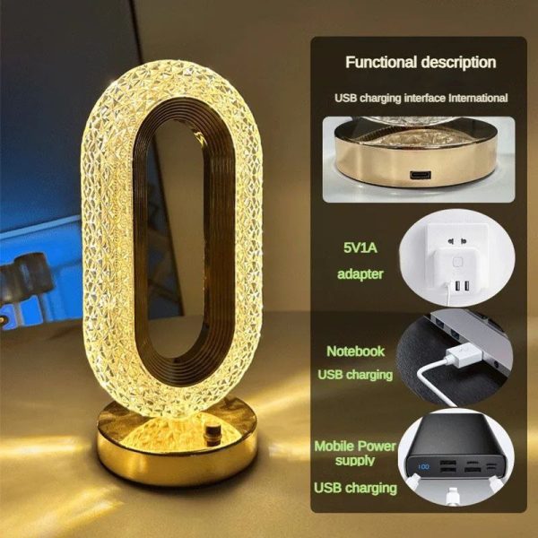 الاكريليك الكريستال الماس الجدول مصباح USB قابلة للشحن جو رومانسي ديكور المنزل بار غرفة نوم غرفة المعيشة مصباح 3 ألوان