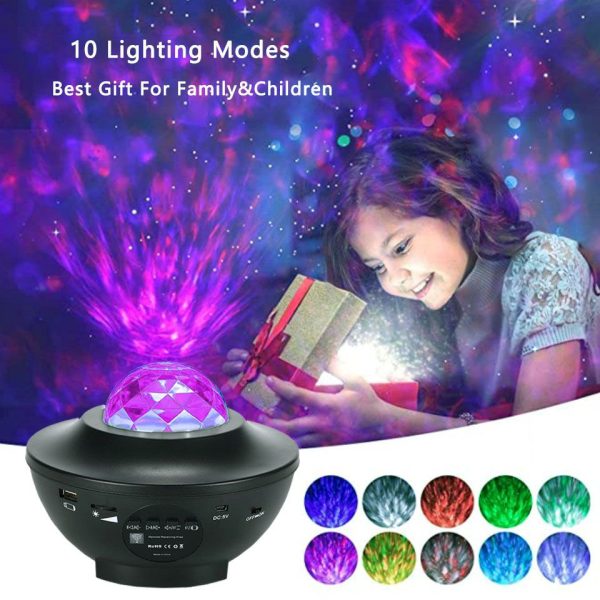 جهاز عرض Led Galaxy مع مكبر صوت بلوتوث وجهاز تحكم عن بعد ، ينتج صورة السماء المرصعة بالنجوم أو أمواج المحيط.