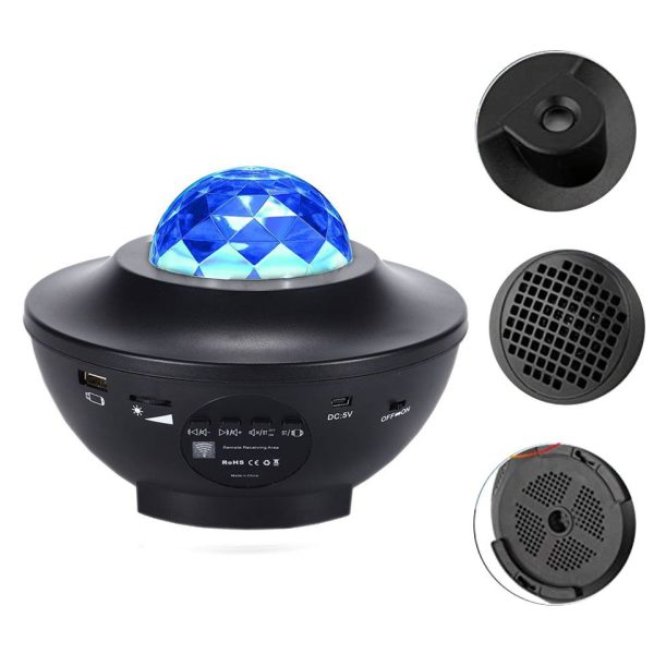 جهاز عرض Led Galaxy مع مكبر صوت بلوتوث وجهاز تحكم عن بعد ، ينتج صورة السماء المرصعة بالنجوم أو أمواج المحيط. - Image 3